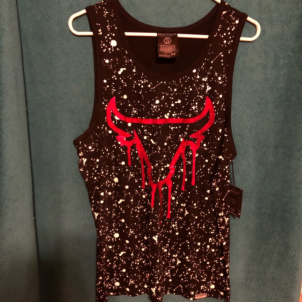 Men’s Black with White Splatters Tanktop